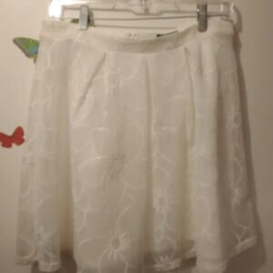 SEQUIN HEARTS Nordstrom Mesh Skater Skirt Ivory G 050